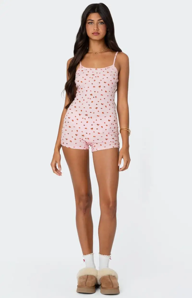 Edikted Strawberry Girl Printed Romper