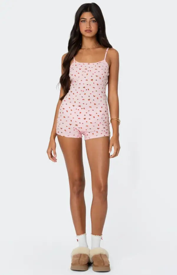 Edikted Strawberry Girl Printed Romper