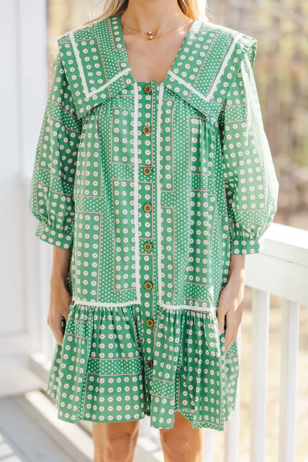 Make It All Happen Green Floral Dress