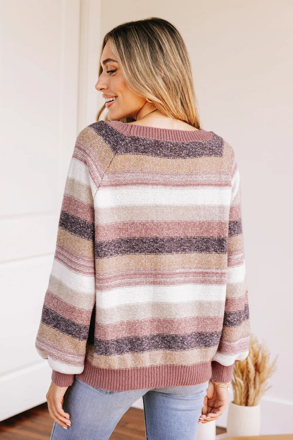 Striped Raglan Sleeve Sweater