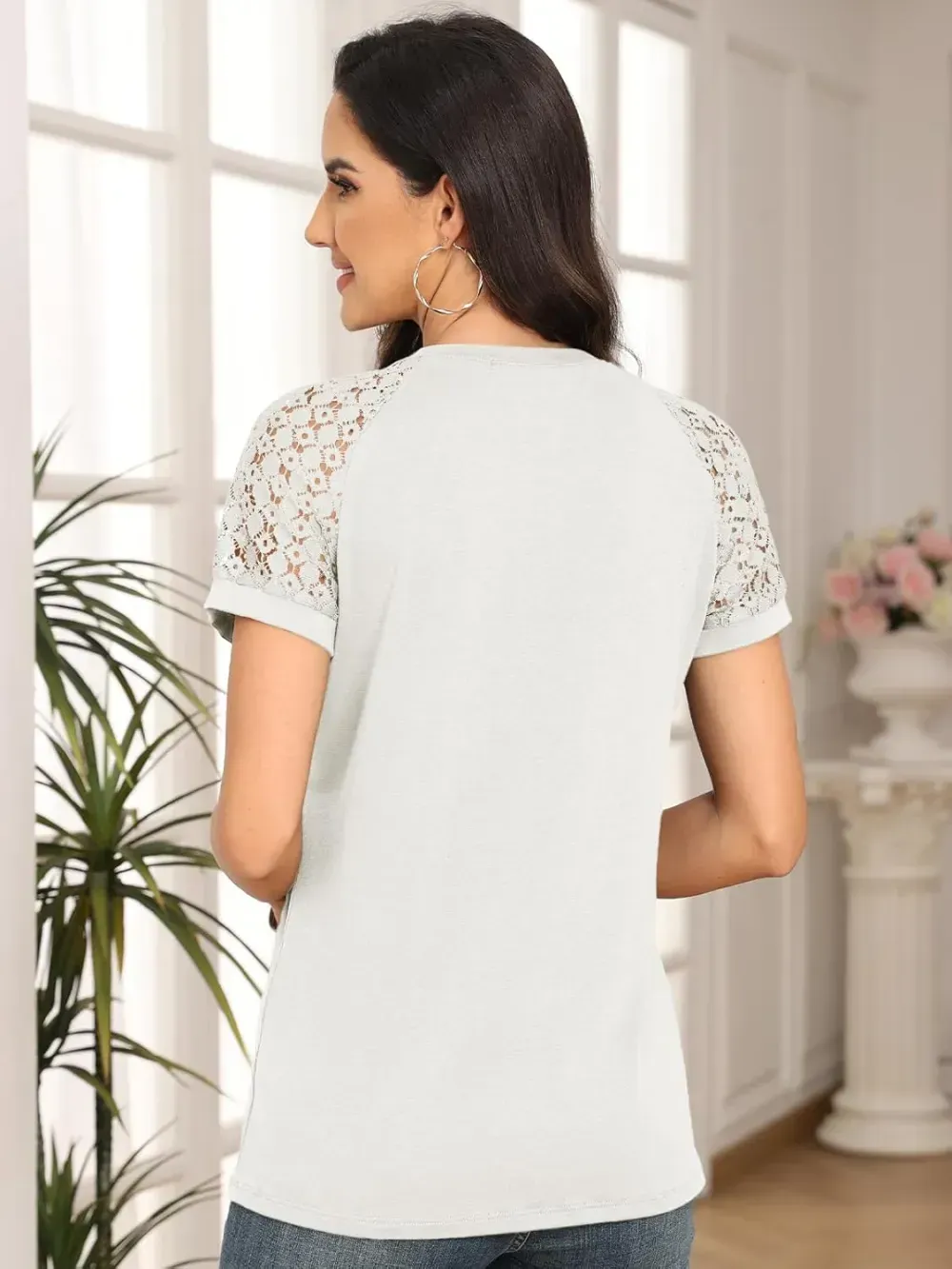 AUTOMET Womens Tshirts Trendy Fashion Tops Lace Short Sleeve Business Tee Shirts Casual Knitted Blouses Summer Outfits 2024