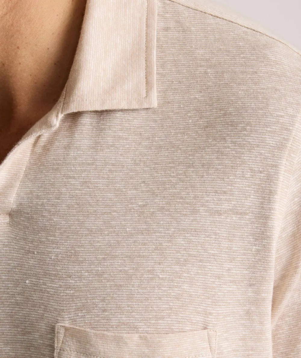 Cotton-Linen Johnny Collar Polo