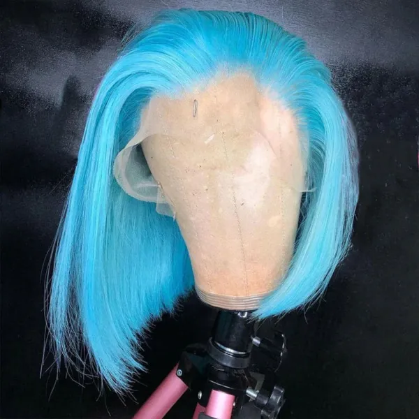 Sterly Light Blue Bob Wig Colored Straight 4x4 13x4 Bob Human Hair Wigs