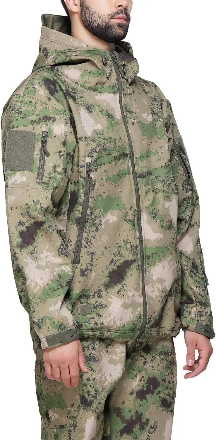Men's Military Tactical Jackets Softshell Winter Warm Fleece Hooded Coat Outdoor Hiking Hunting Jacket