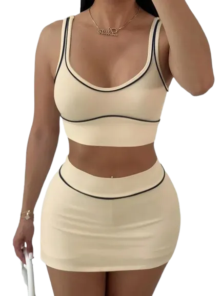 Two-piece Set Women's  Crop Tank Top & Skirt