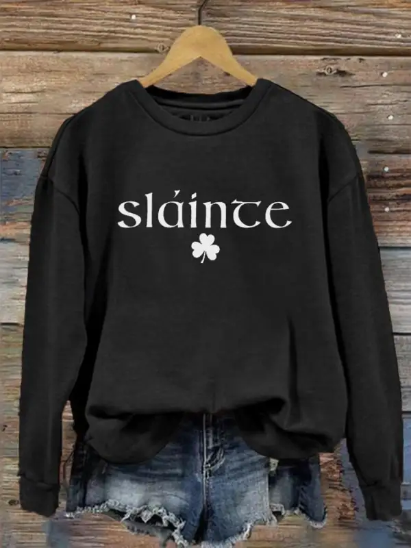 Women's Slainte St. Patrick's Day Print Crew Neck Sweatshirt