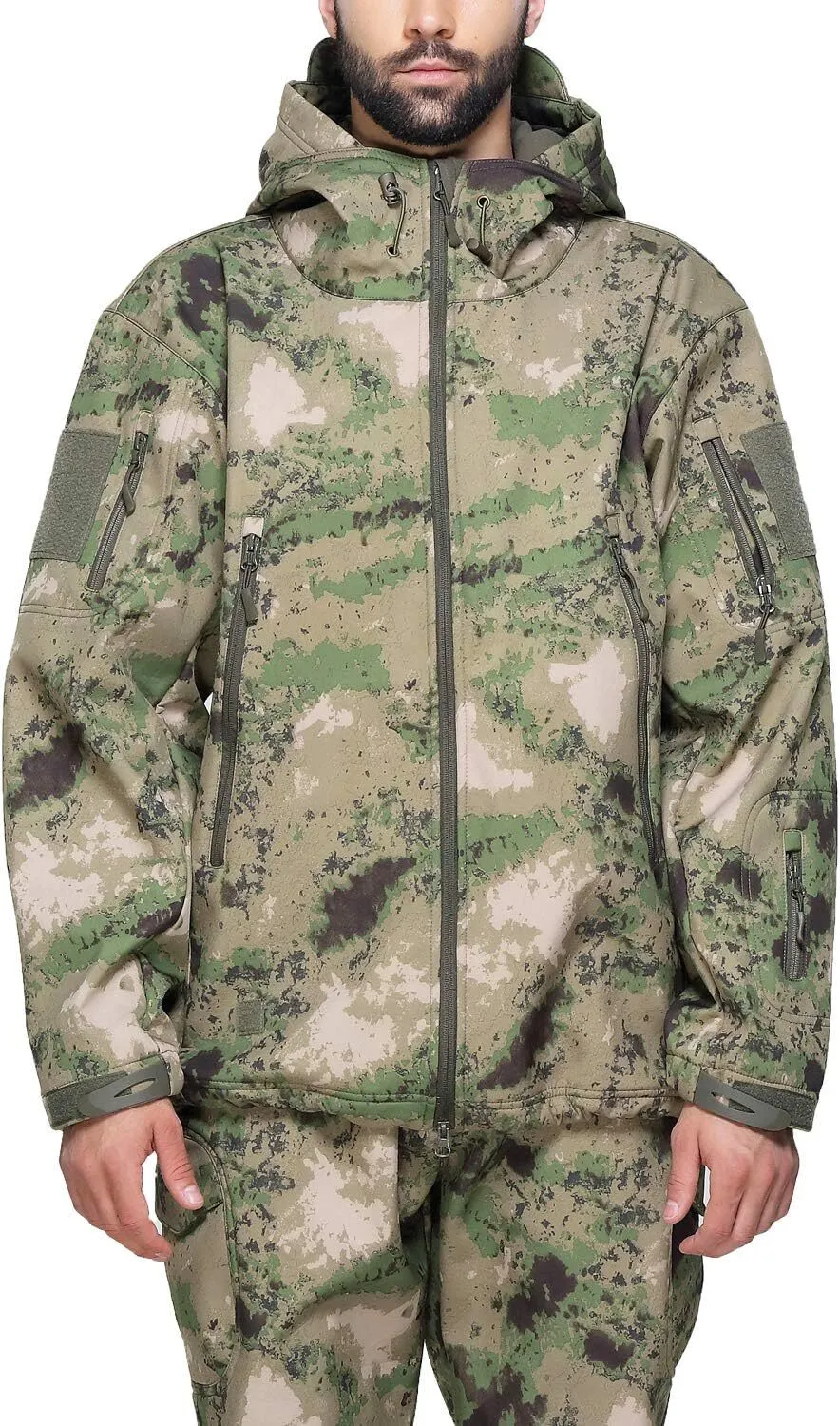 Men's Military Tactical Jackets Softshell Winter Warm Fleece Hooded Coat Outdoor Hiking Hunting Jacket