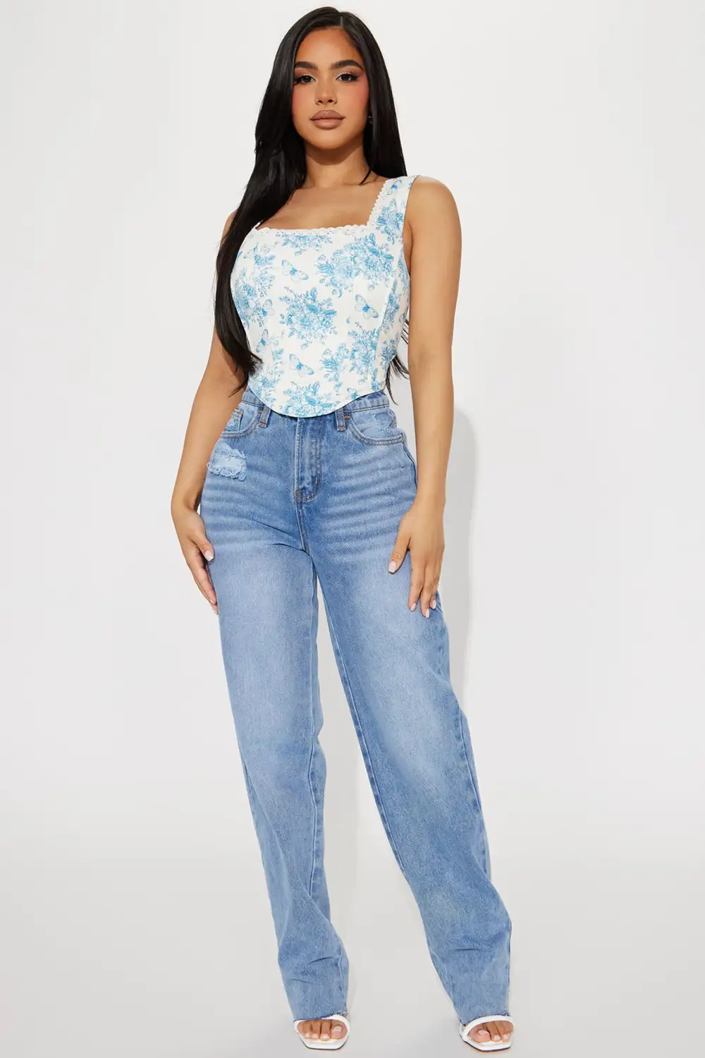 One More Moment Floral Corset Top - White/combo