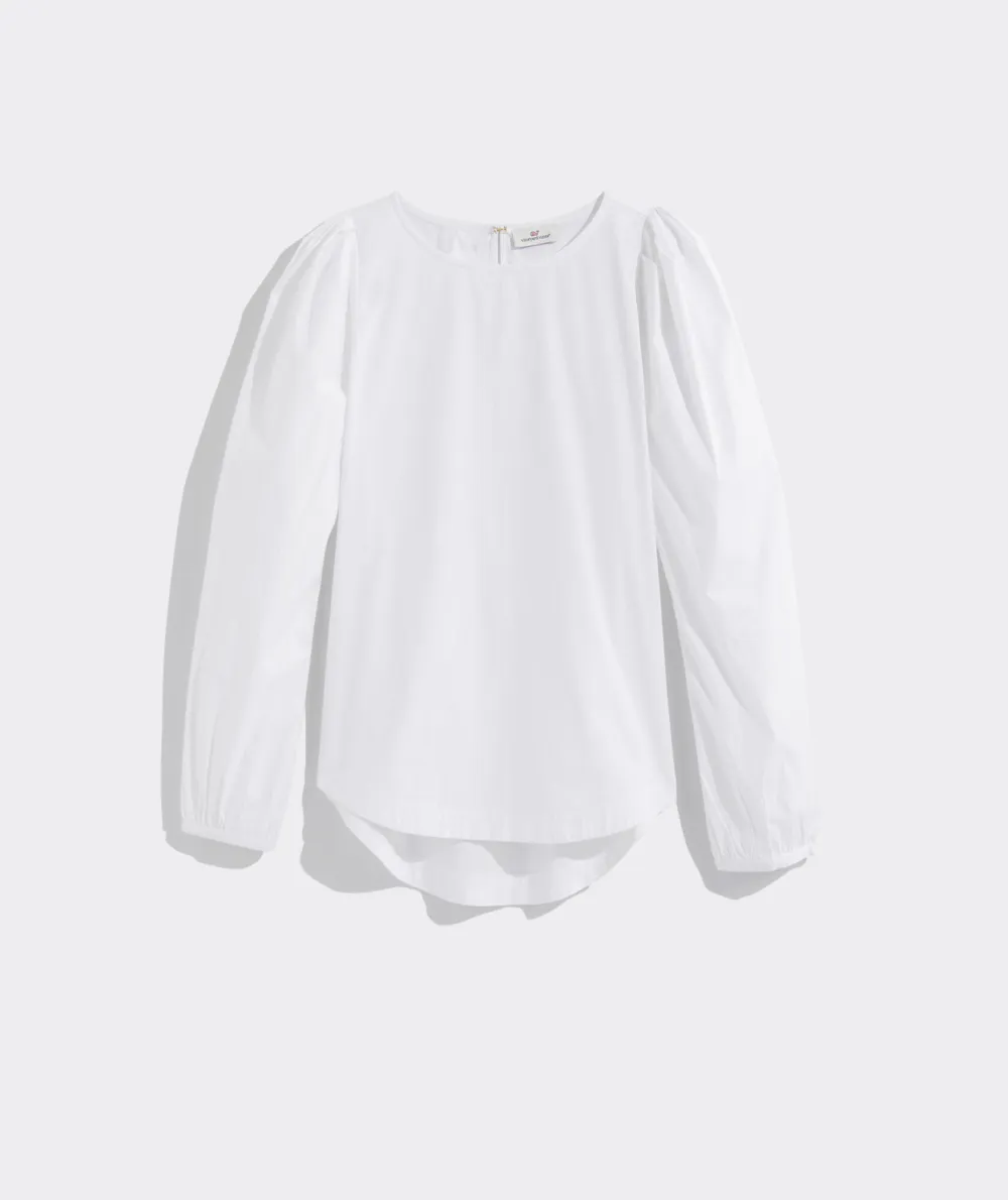 Poplin Puff-Sleeve Top