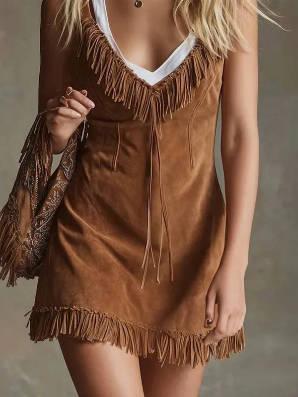 Women's Retro V-Neck Sleeveless Dress