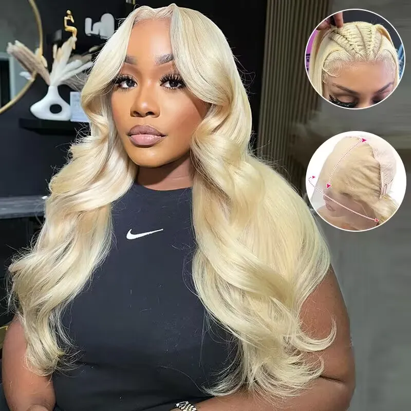 Sterly #613 Blonde 13x6 Full Frontal Lace Straight Hair / Body Wave Human Hair Wigs 180% Density