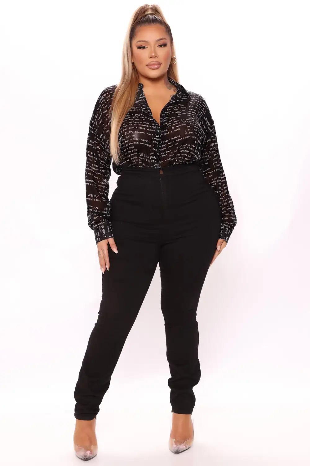 Out To Play Chiffon Shirt - Black/White