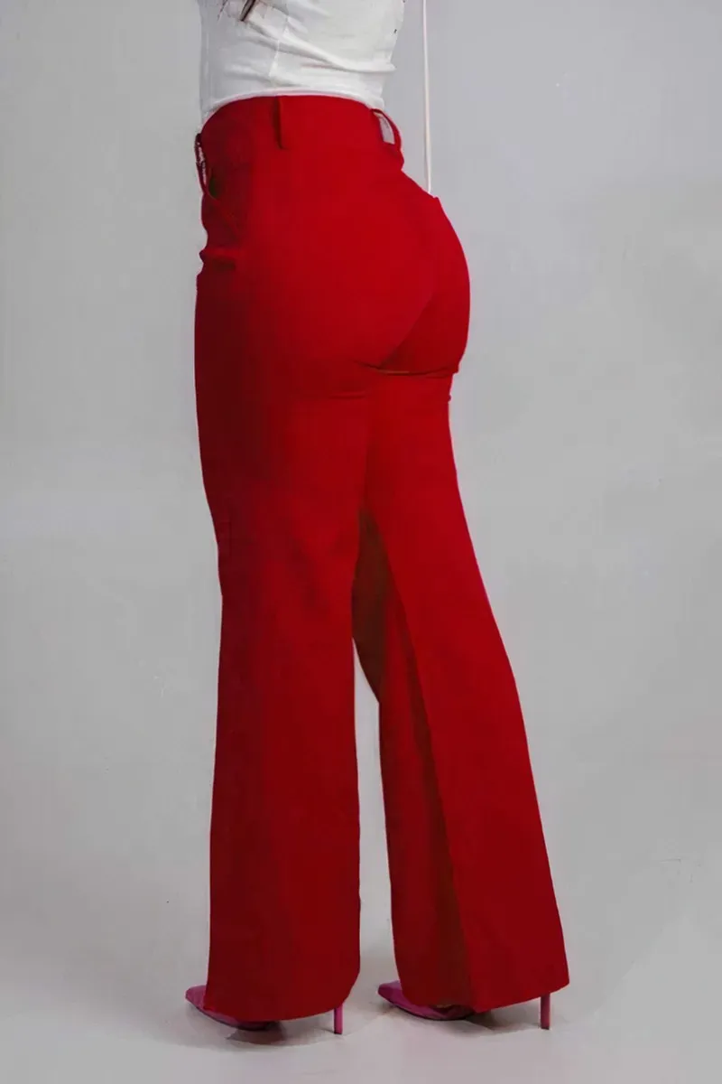 High Waist Pocket Wide Leg Jeans