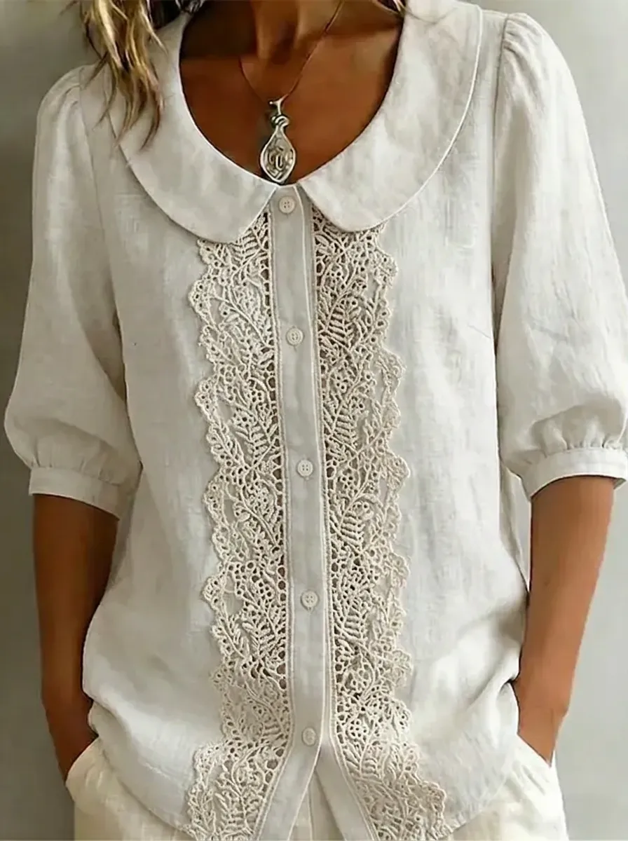 Women's Nashville Vintage Lace Trimmed Button Down Shirt