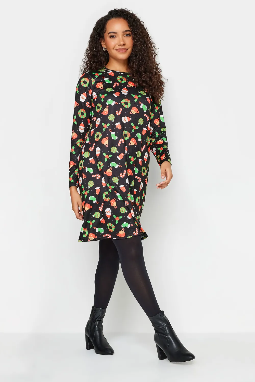 M&Co Black Novelty Printed Christmas Dress
