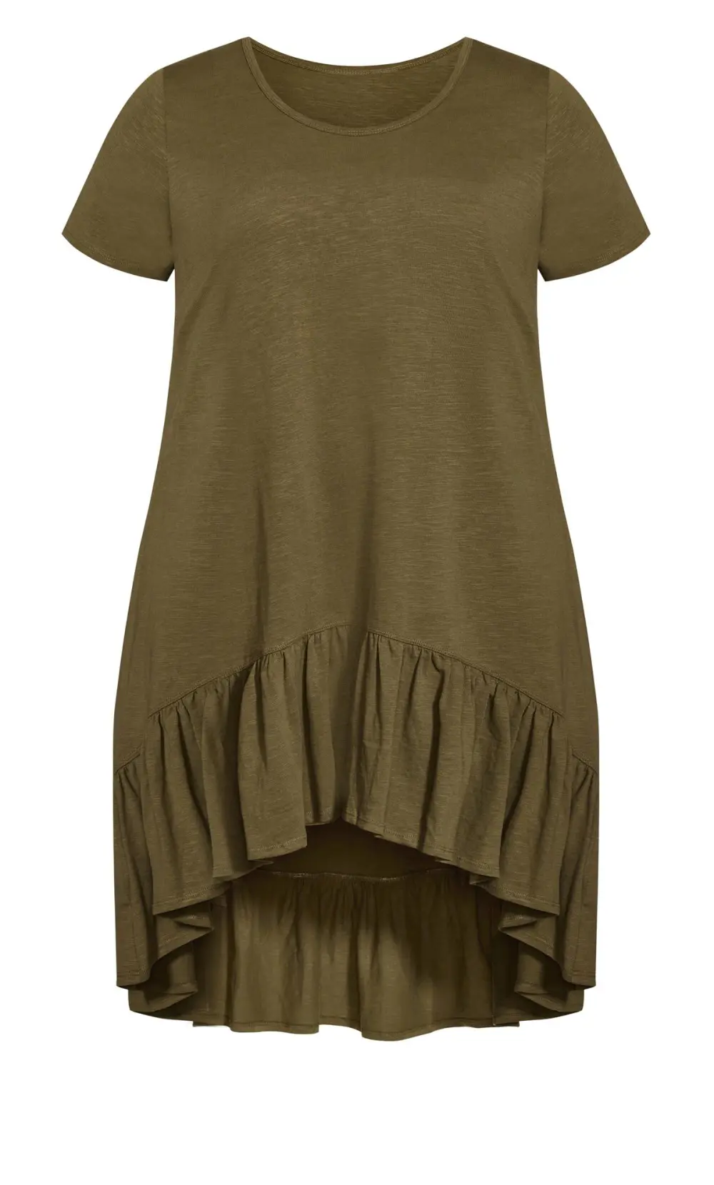 Evans Khaki Green Ruffle Drape Pocket Tunic Dress