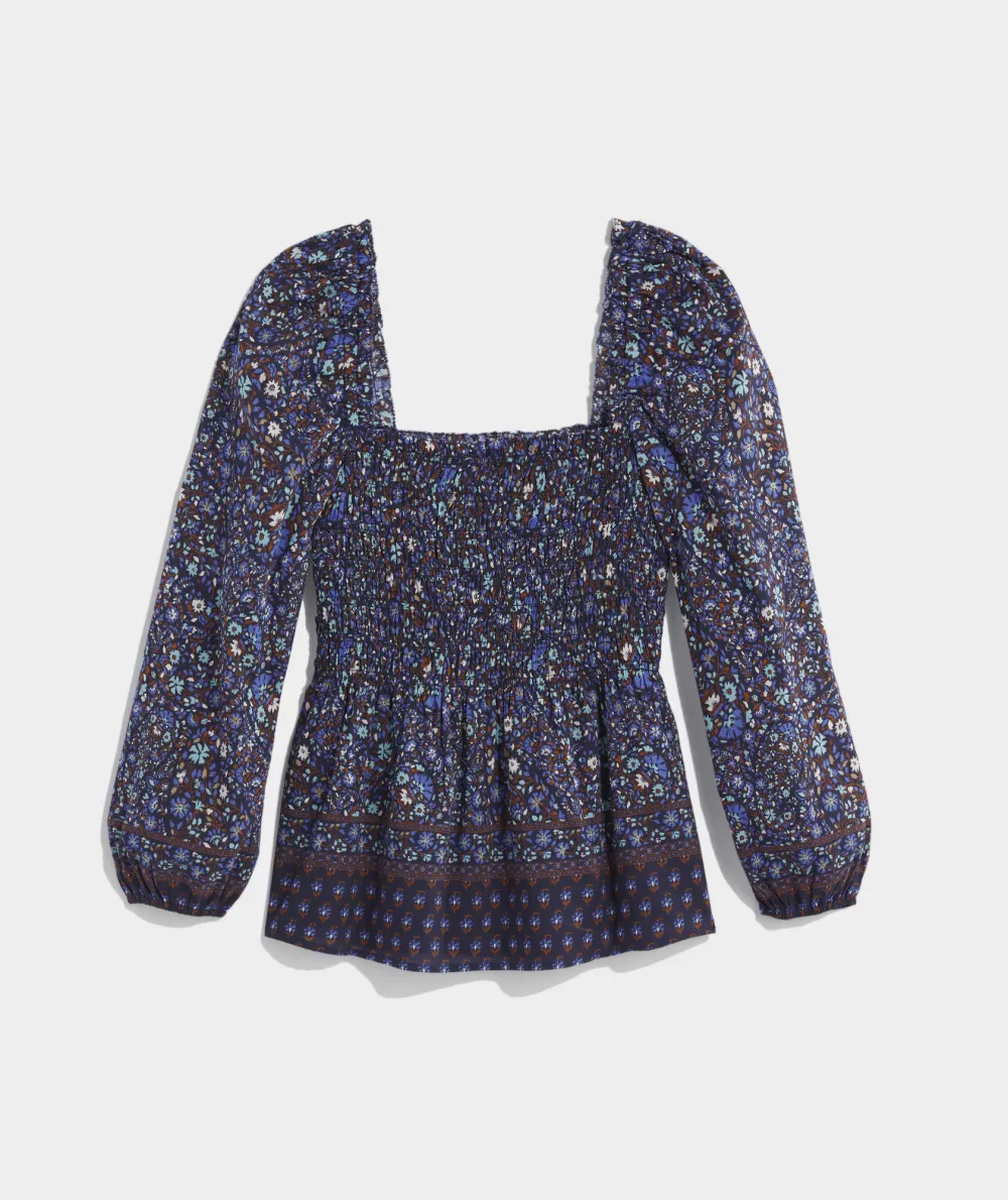 Fenwick Paisley Smocked Top