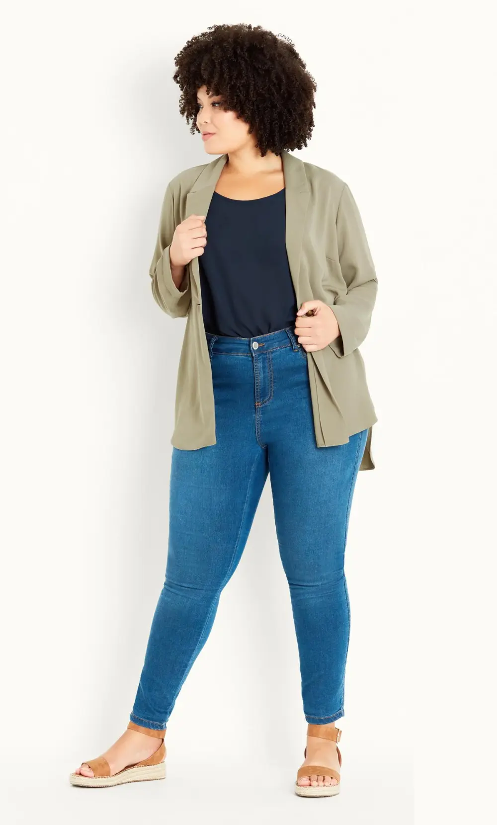 Evans Olive Green Oversized Blazer