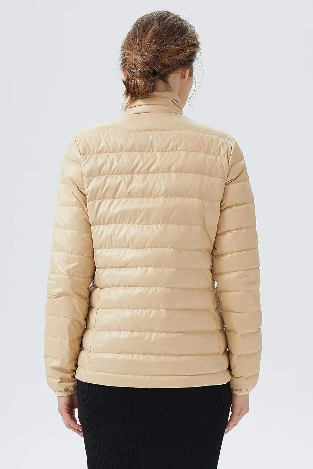 Women's Lightweight Packable Down Jacket Quilted Puffer Coat with Stand Collar