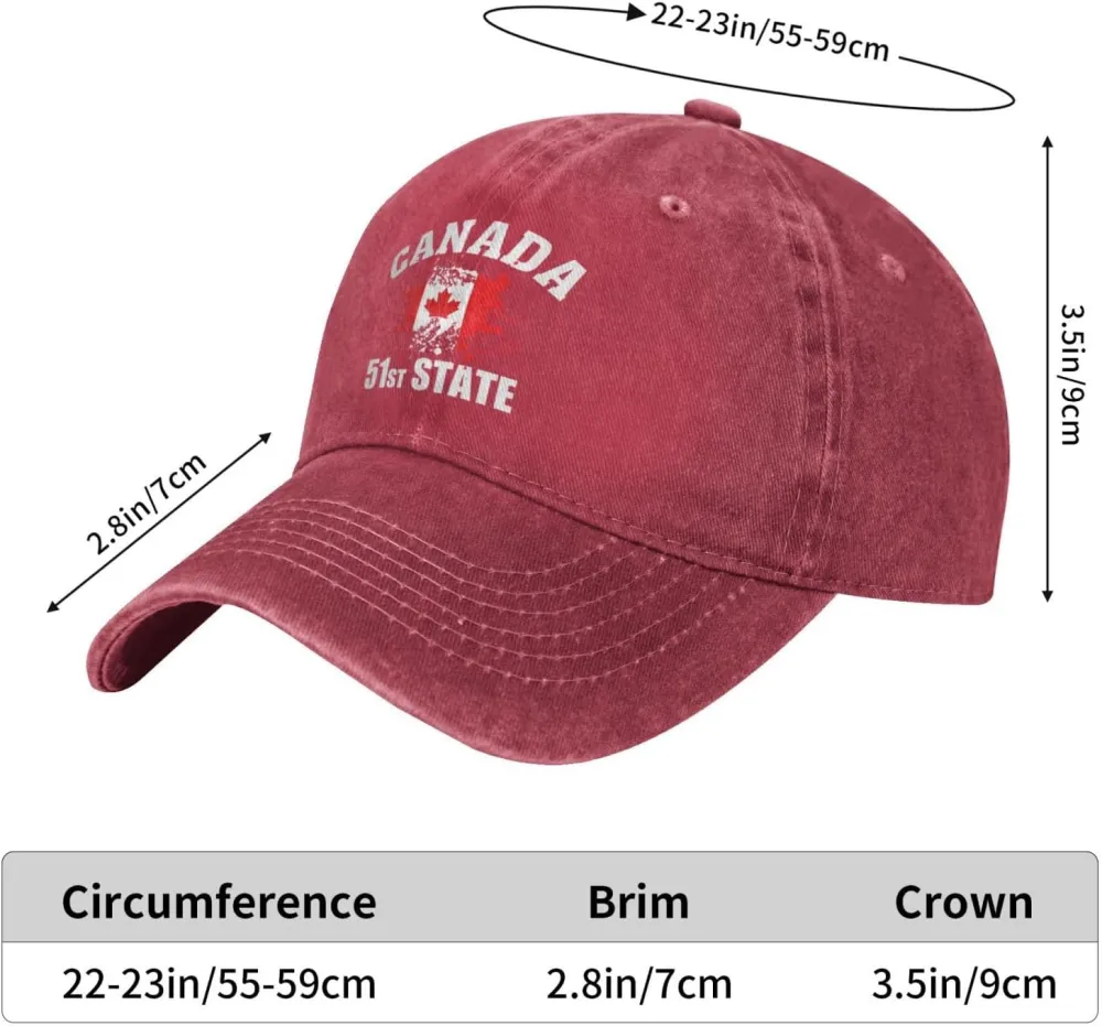 Make Canada 51st State Hat Washed Denim Unisex Fashion Trucker Baseball Cap