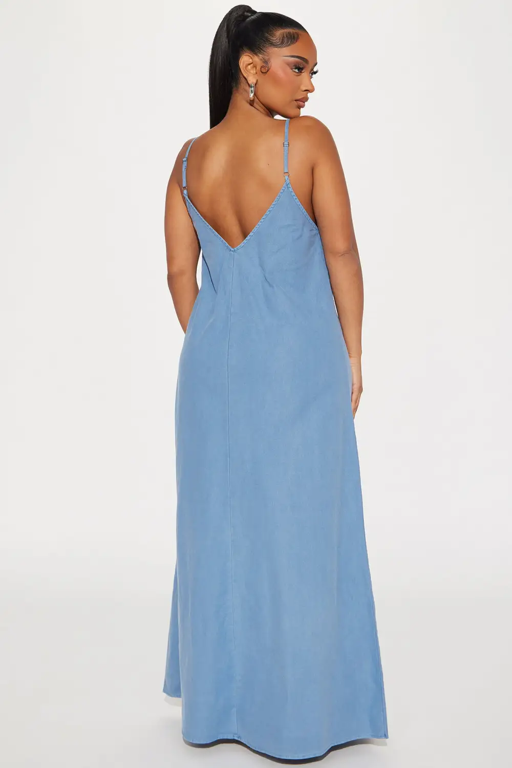 Brandi Denim Maxi Dress - Blue