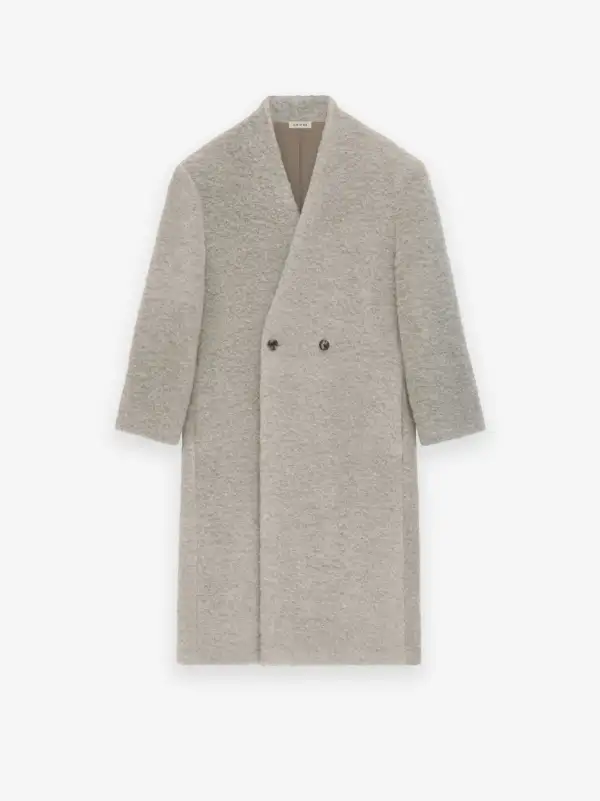 Wool Boucle Lapelless Coat