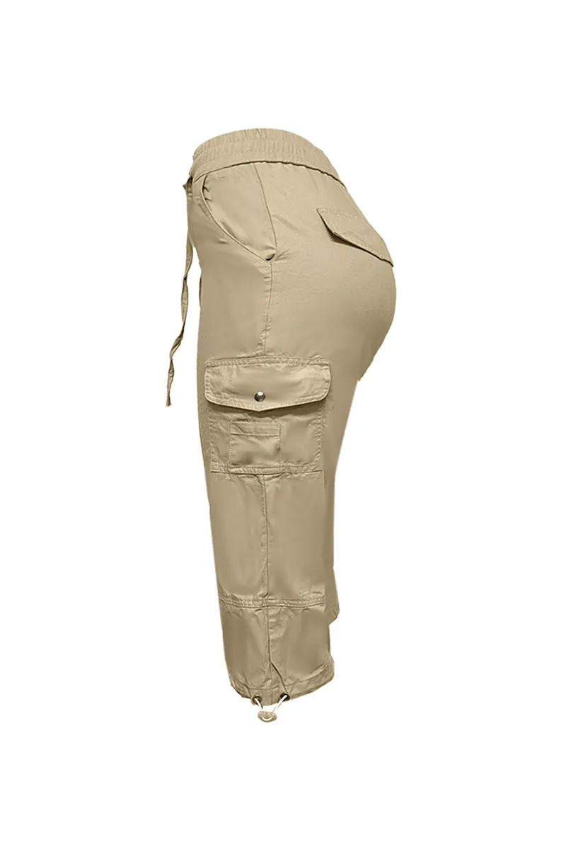 Drawstring Pocket Side Low Waist Pants