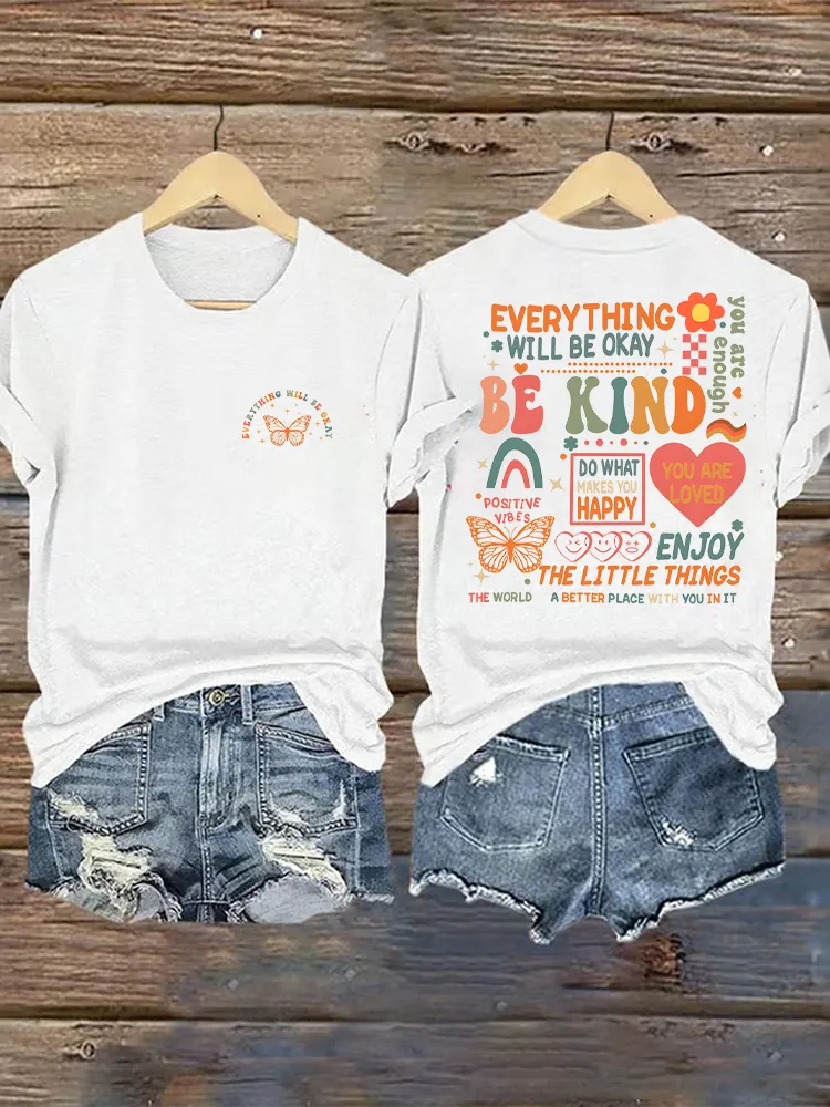 Women'S Everything Will Be Okay Round-Neck Short-Sleeved T-Shirt