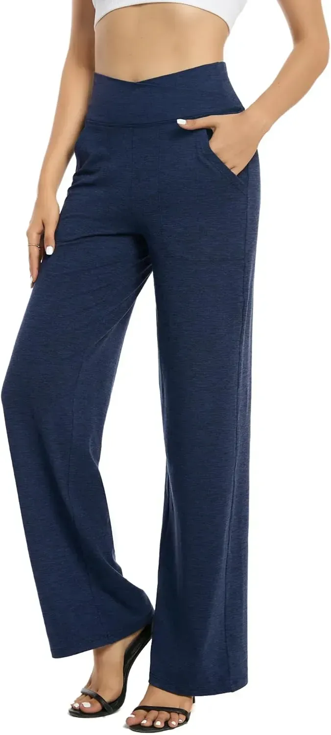 G4Free Wide Leg Pants for Women Loose Yoga Pants with Pockets Petite/Regular/Tall Stretch Casual Lounge Pants