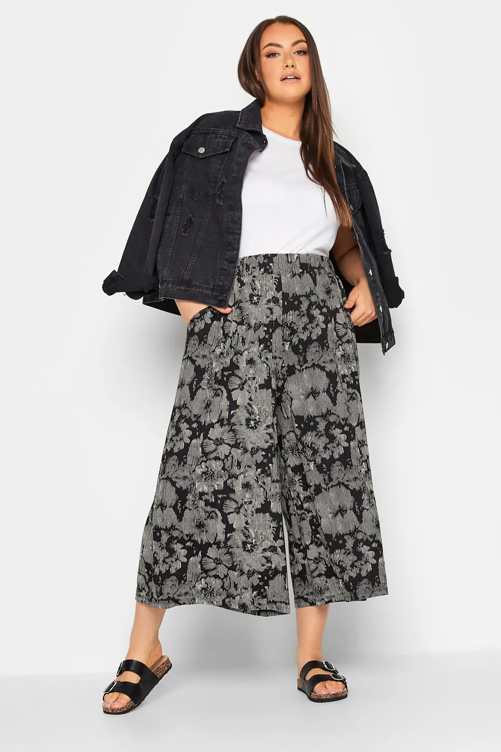 YOURS Curve Black Stretch Jersey Culottes
