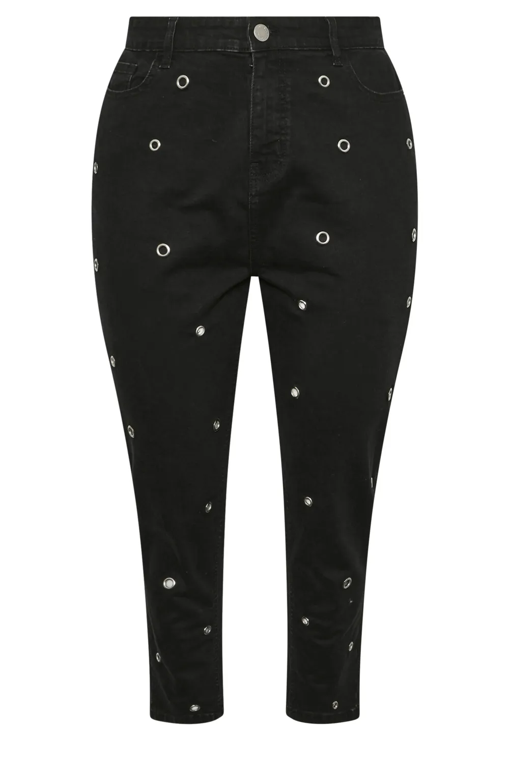 YOURS Curve Black Eyelet Detail Mom Jeans