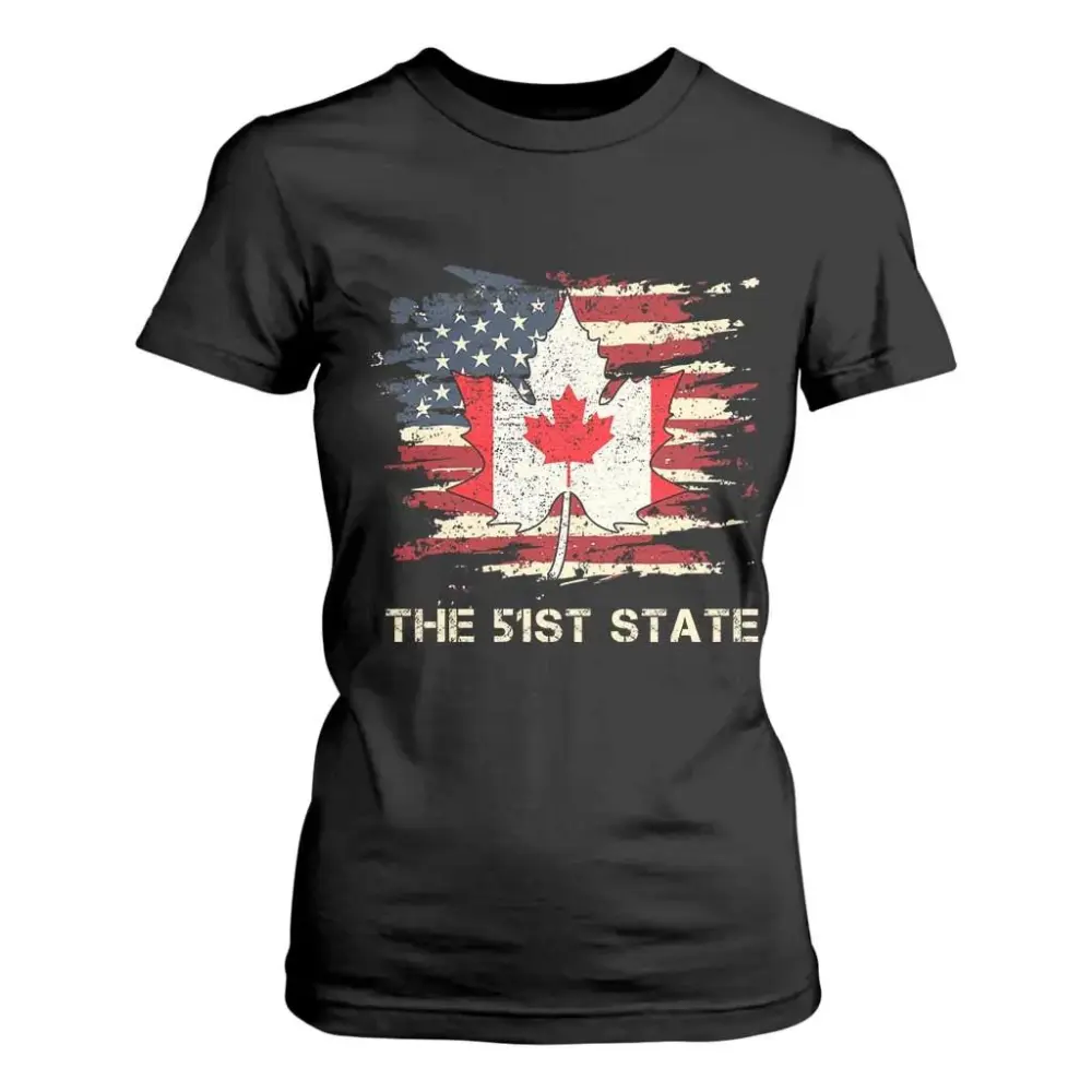 Canada The 51st State T Shirt For Women Canadian Maple American Flag TS09