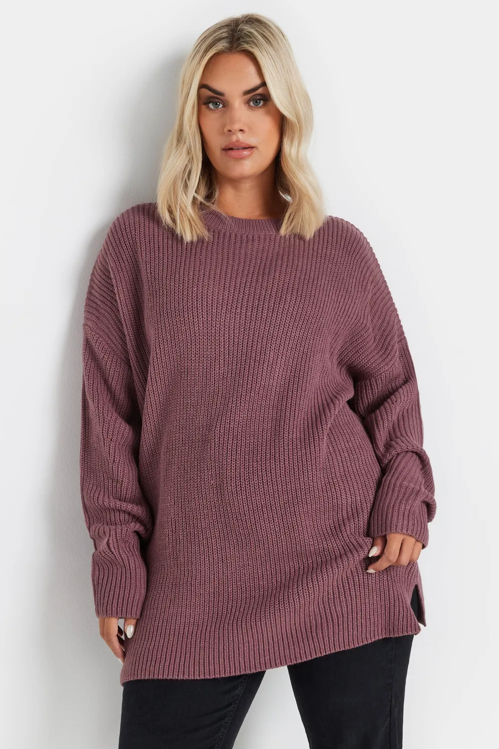 YOURS Curve Grey Drop Shoulder Knitted Jumper