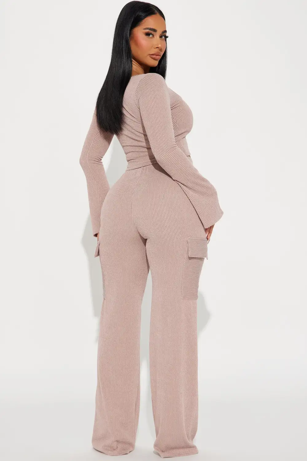 Nobody Like Me Ribbed Pant Set - Taupe