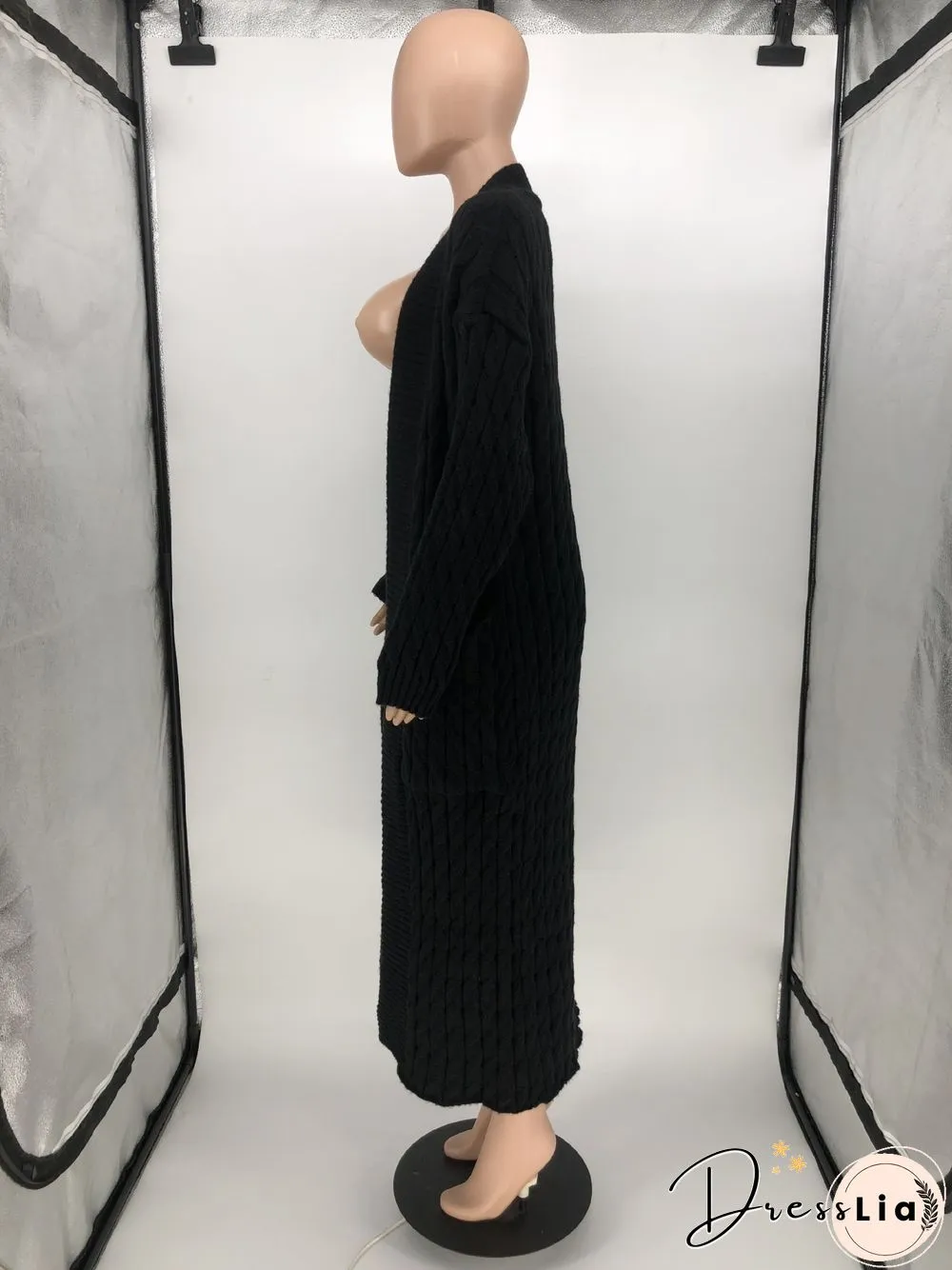 Winter Crochet Loose Long Twist Sweater Cardigan
