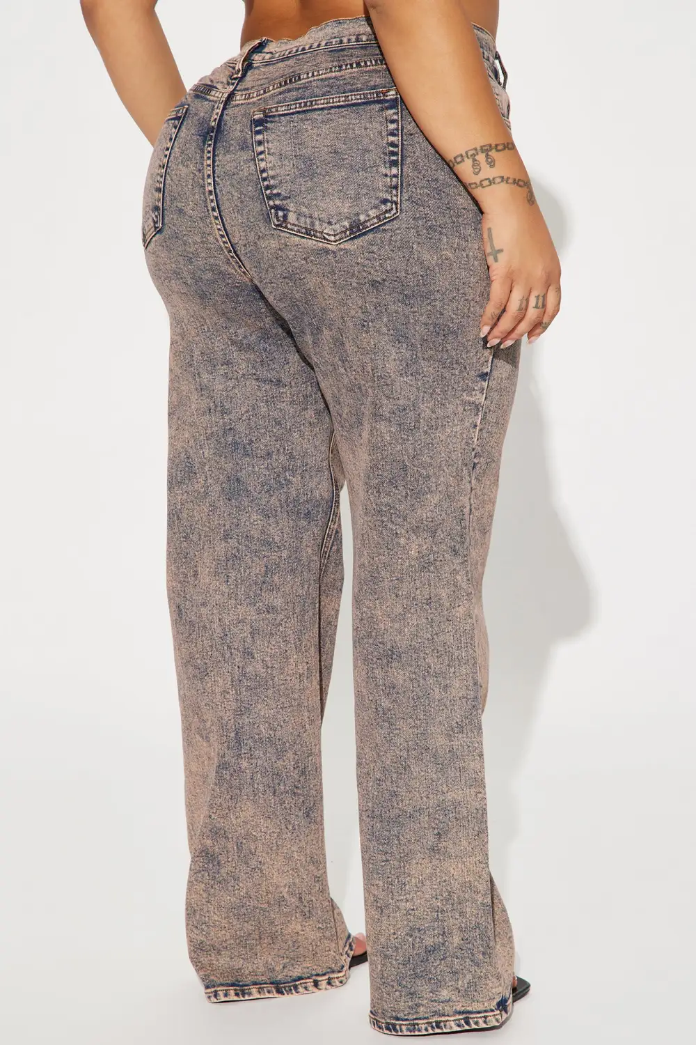 Show You Off Acid Wash Stretch Straight Leg Jeans - Rust