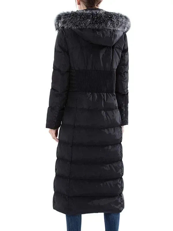 Women's hooded padded long down jacket fan fun down coat