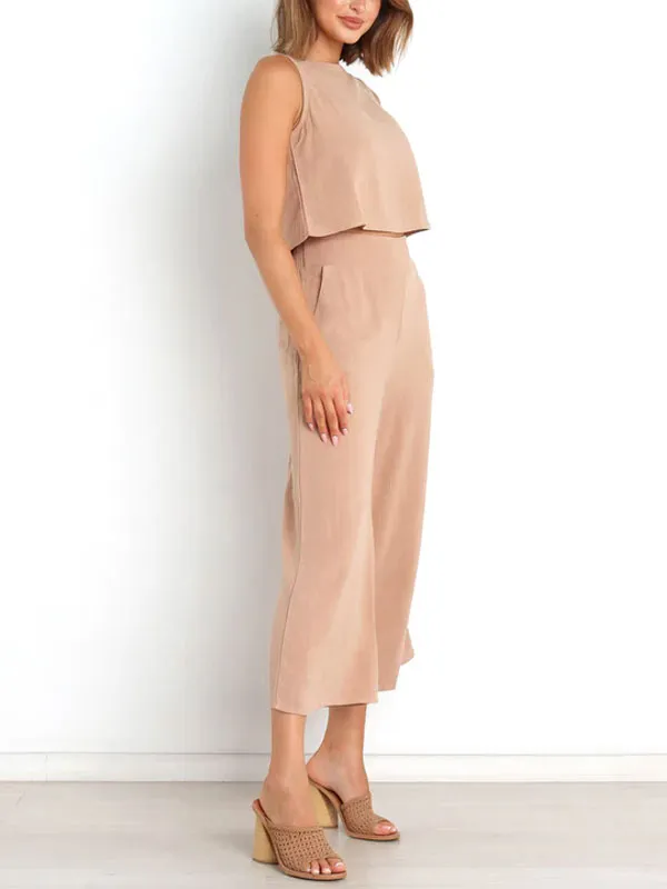 simple and comfortable sleeveless women's two-piece sets