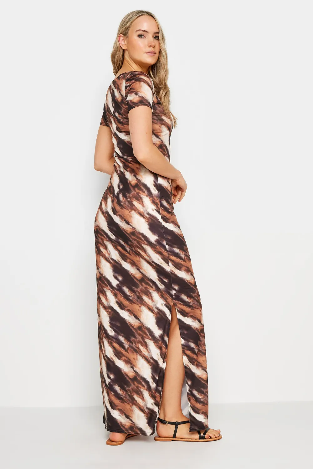 LTS Tall Chocolate Brown Abstract Print Maxi Dress