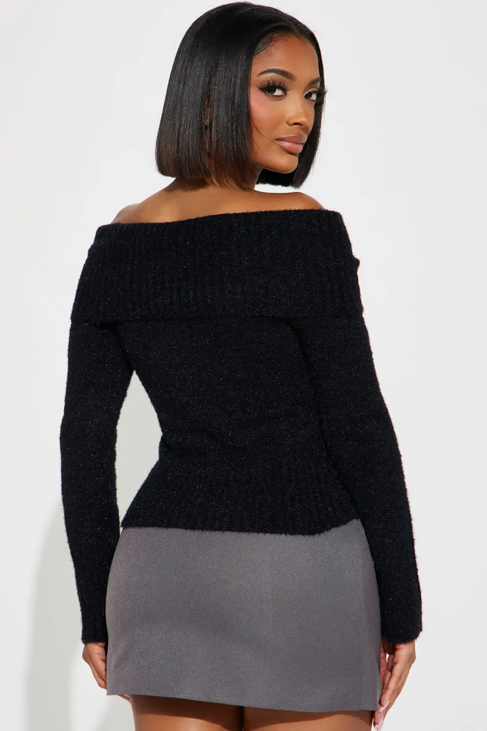 Staying With Trends Off Shoulder Sweater - Black