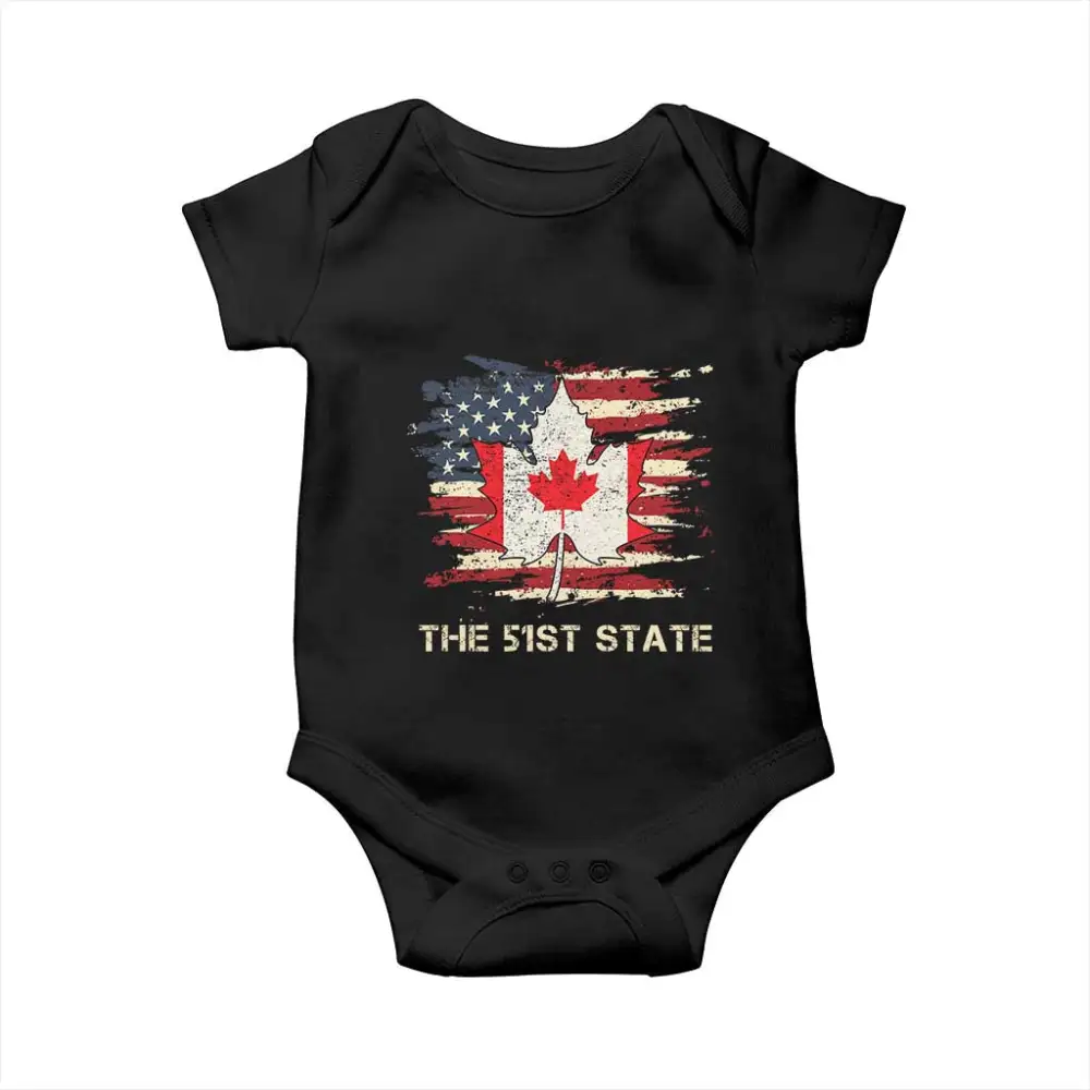Canada The 51st State Baby Onesie Canadian Maple American Flag TS09