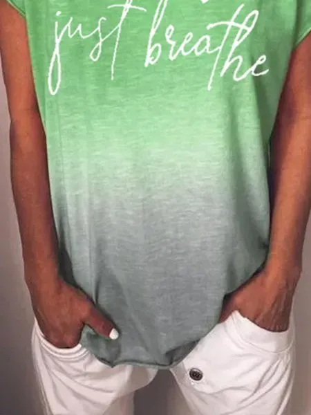 Letter Crew Neck Casual Shirts & Tops