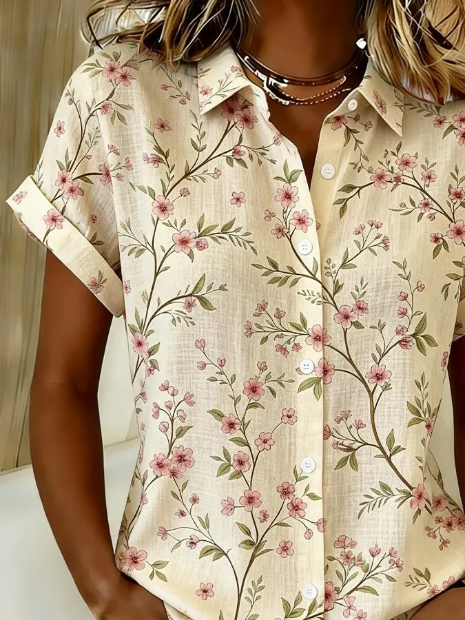 Women's Casual Color-Blocked Print Shirt