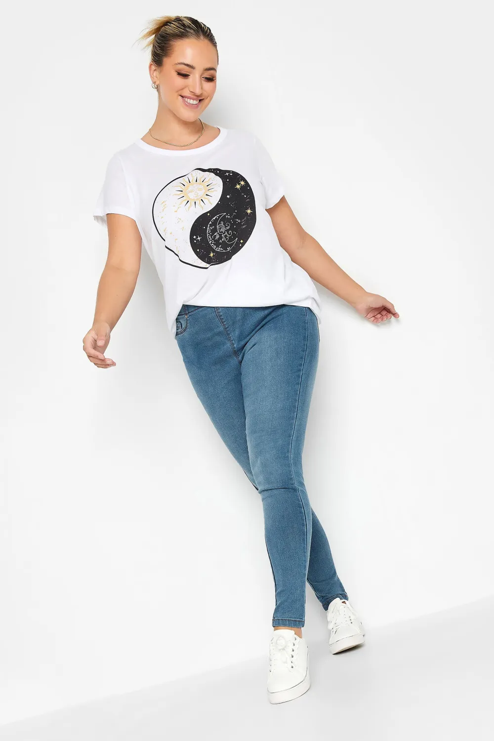 YOURS FOR GOOD Curve Indigo Blue Pull On Bum Shaper Stretch LOLA Jeggings