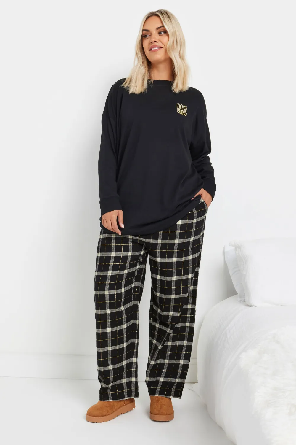 YOURS Curve Red Boyfriend Check Pyjama Bottoms