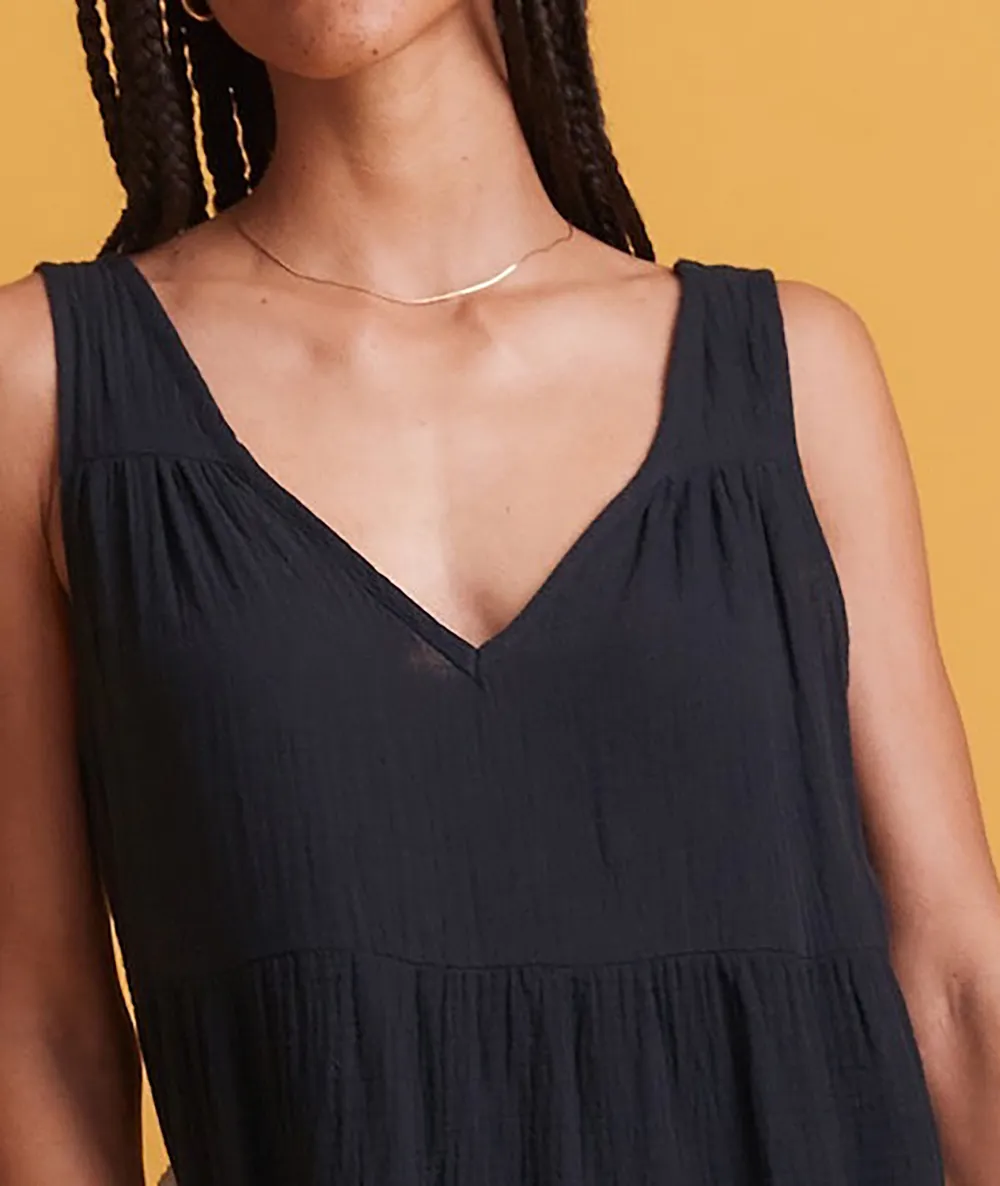 Black Double Cloth Pocketed Dress