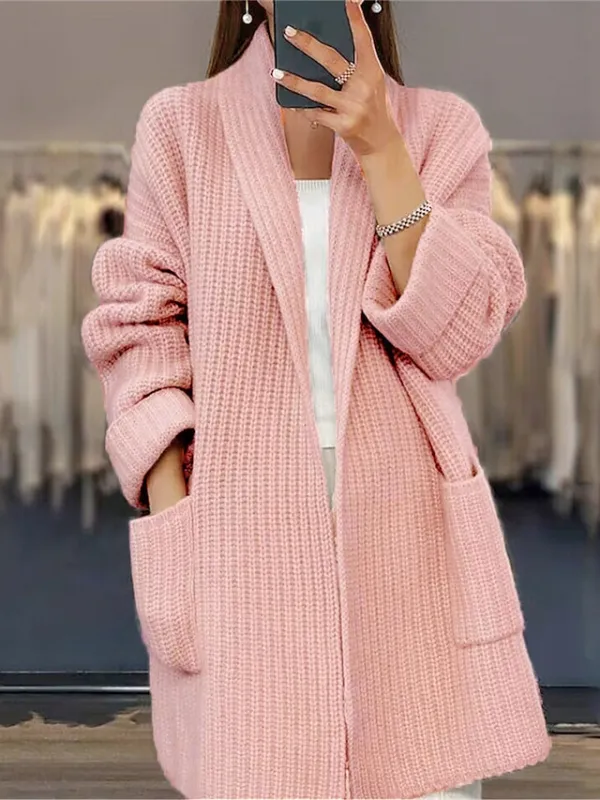 Women's Cardigan Ribbed Knit Sweater Autumn and Winter Long Daily Out Weekend Fashion Casual Soft