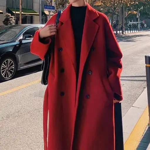 Belt-style Long coat for women Suitable for the Autumn/Winter