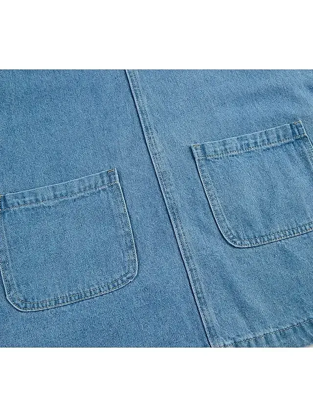 Women's Casual Dress Shift Dress Denim Overall Pinafore Dress Mini Dress Denim Fashion Modern Outdoor Daily Vacation U Neck Pocket Sleeveless Summer Spring 2023 Regular Fit Black Blue Gray Plain S M