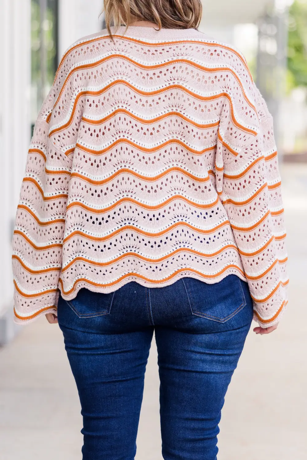 Wavy Comfort Sweater, Cream - Brown